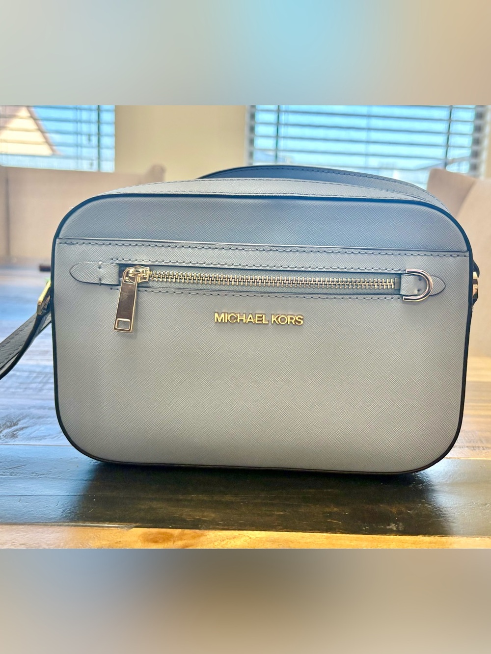 Michael Kors Powder Blue Saffiano Camera Bag